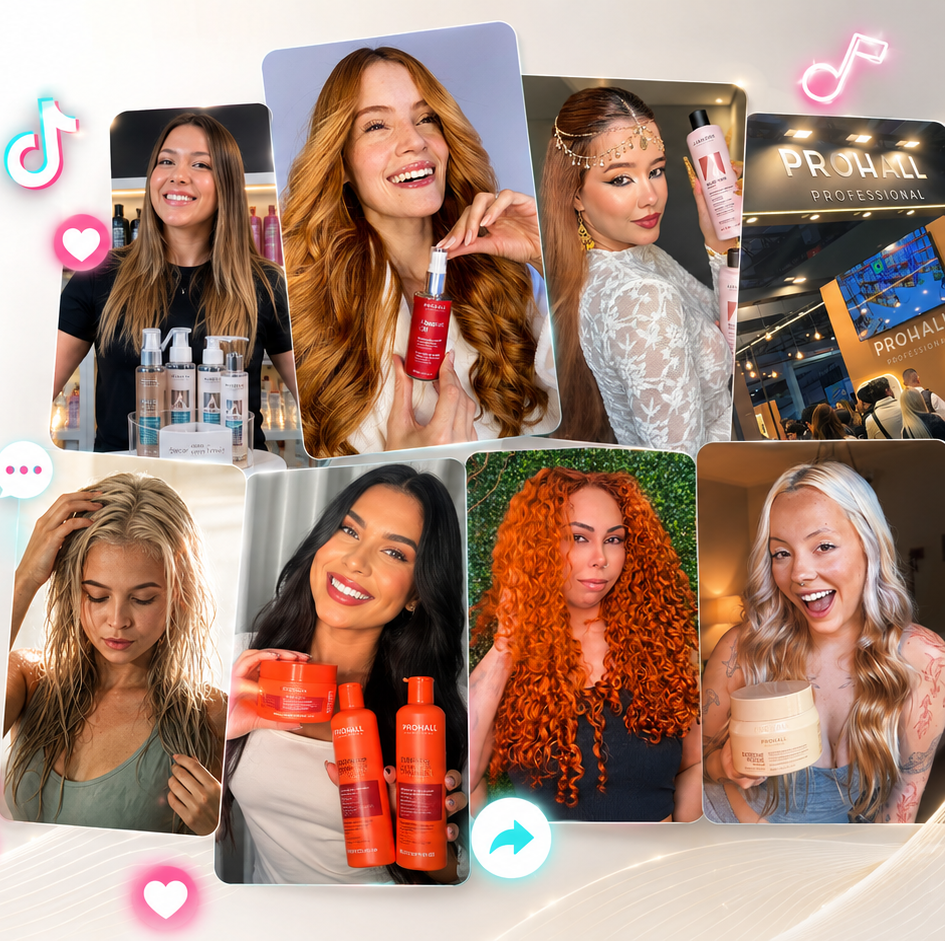 Prohall Professional creators showcasing hair care products